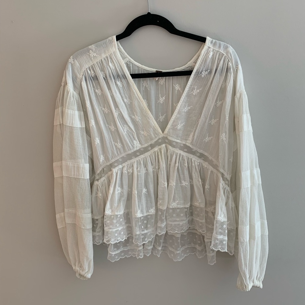 Free People cream blouse.